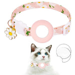 For AirTag 2nd Gen / AirTag 1st Gen Tracker Silicone Cover Small Daisy Pet Collar Dog Collar With Bell And Front Back Film