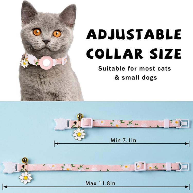 For AirTag 2nd Gen / AirTag 1st Gen Tracker Silicone Cover Small Daisy Pet Collar Dog Collar With Bell And Front Back Film