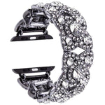 Petaled Metal Diamond Wristband Strap For Apple Watch Series 9 / 8 / 7 / 6 / SE / 5 / 4 / 3, 1215 Silver, 1202 Silver, 1215 Black, 1202 Black, 1215 Rose Gold, 1202 Rose Gold, 1202 Rose Gold Red, 1215 Gold