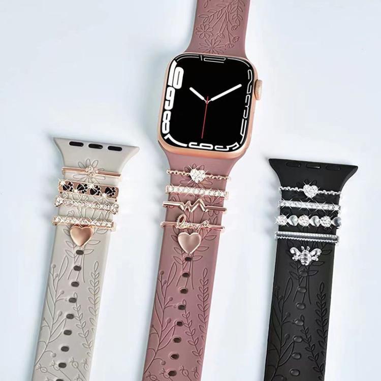 5pcs / Set 20mm Width Smart Watch Silicone Band Decorative Ring Metal Accessories, Gold 1, Silver 2, Rose Gold 3, Rose Gold 4, Silver 5, Rose Gold 6, Gold 7, Rose Gold 8, Gold 9