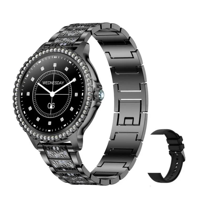 Bluetooth Calling AI Voice Assistant Life Waterproof Sports Smartwatch, Black Silicone Strap, Gold Pink Silicone Strap, Silver Gray Silicone Strap, Gold Rough Steel Strap+Pink Silicone Strap, Silver Rough Steel Strap+Gray Silicone Strap                ...