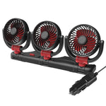 F4505 Car Triple-Head Rotatable Fan Auto 3-Way Folding Fan, USB Port 5V, Cigarette Lighter Port 12V, Cigarette Lighter Port 24V