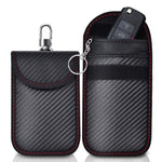 RFID Blocking Car Key Holder Anti-Skimming Carbon Fiber Key Case for Vehicles, Credit Cards & Electronics, Medium Red Line, Medium Green Line, Small Black Line
