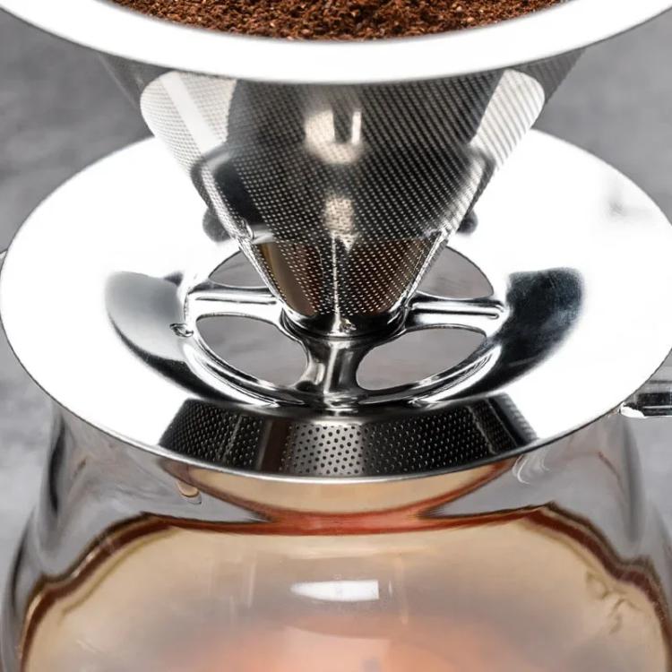 V60 Stainless Steel Coffee Filter with Base for Pour Over Brewing, 1-2 Cups 300-mesh, 1-3 Cups  300-mesh, 1-4 Cups 300-mesh, 1-4 Cups 600-mesh, 1-6 Cups 600-mesh, 1-8 Cups 300-mesh