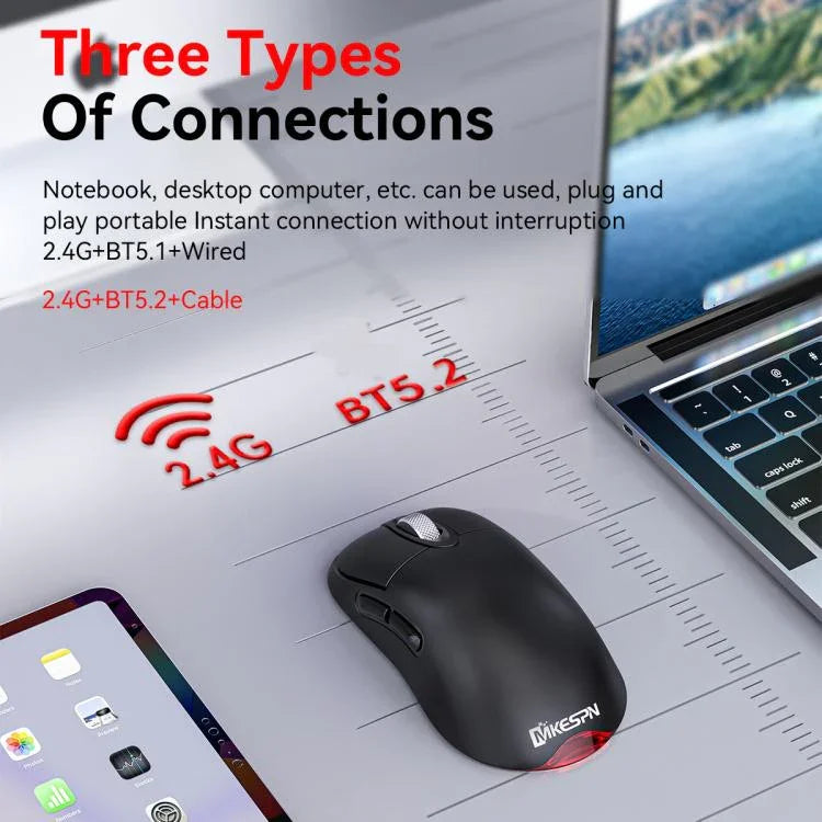 Tri-Mode Wireless Gaming Mouse 24000 DPI, 6 RGB Lighting Modes, Rechargeable, Macro Programmable, Black, White, Pink, Wireless Charging Black, Wireless Charging White, Wireless Charging Pink