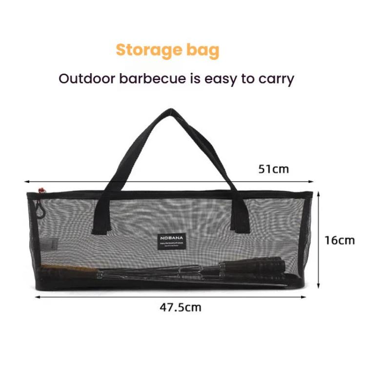 NOBANA Outdoor BBQ Grilling Fork Portable Stainless Steel Wooden Handle Grilling Skewer With Storage Bag, 7pcs /Set White, 7pcs /Set Black, 10pcs /Set White, 10pcs /Set Black