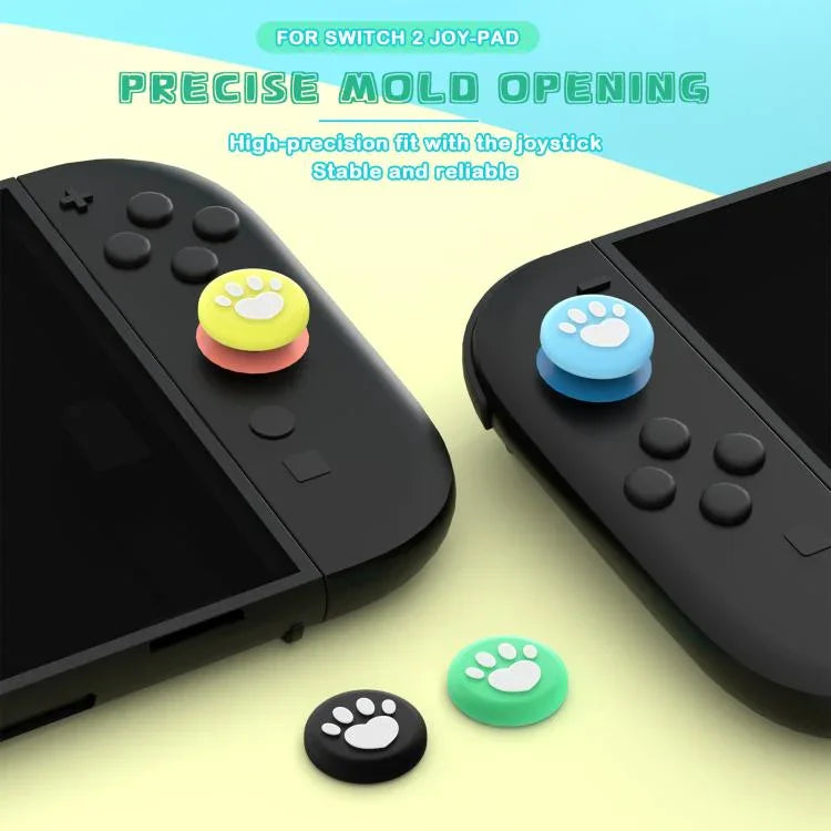 For Nintendo Switch 2 Joy-Con 2pairs Claw-Print Silicone Thumb Grip Caps Button Covers