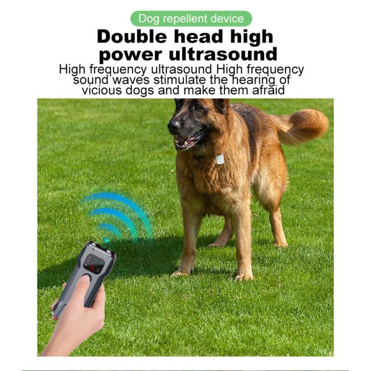 P9 Dual Head Ultrasonic Dog Deterrent Rechargeable Anti-Bark Device with Color Screen, LED Tail Light, P9