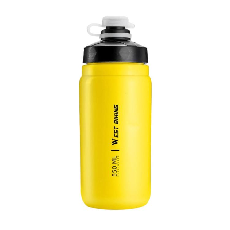 WEST BIKING 550ml Bike Water Bottle for Cycling Leak-Proof Squeeze Design Portable Sports Hydration Bottle, 550ml Whtie Wide, 550ml Yellow Wide, 550ml Yellow, 550ml White