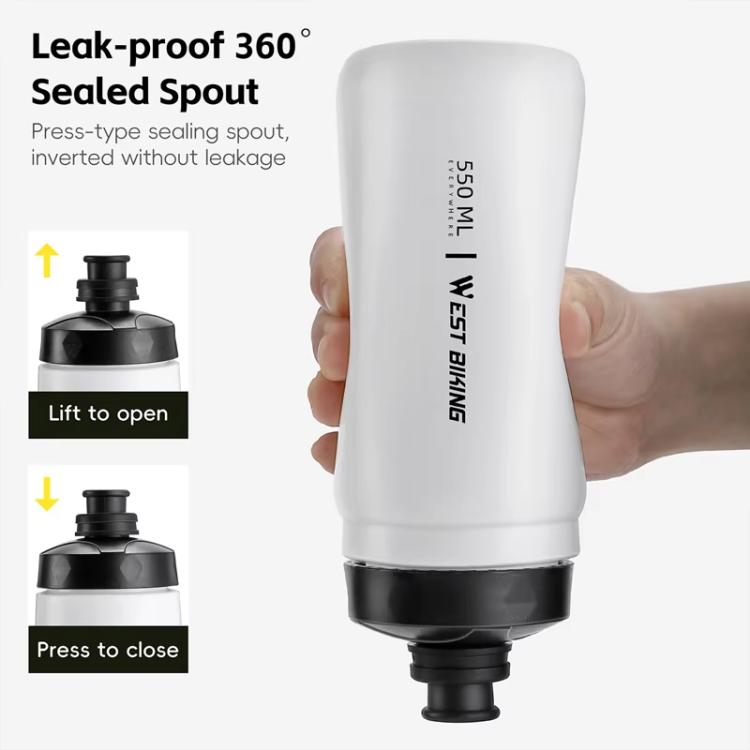 WEST BIKING 550ml Bike Water Bottle for Cycling Leak-Proof Squeeze Design Portable Sports Hydration Bottle, 550ml Whtie Wide, 550ml Yellow Wide, 550ml Yellow, 550ml White