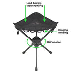COOL CAMP C-Y008 Outdoor Camping Swivel Folding Chair Aluminum Alloy Triangular Stool For Hiking Fishing Barbecuing