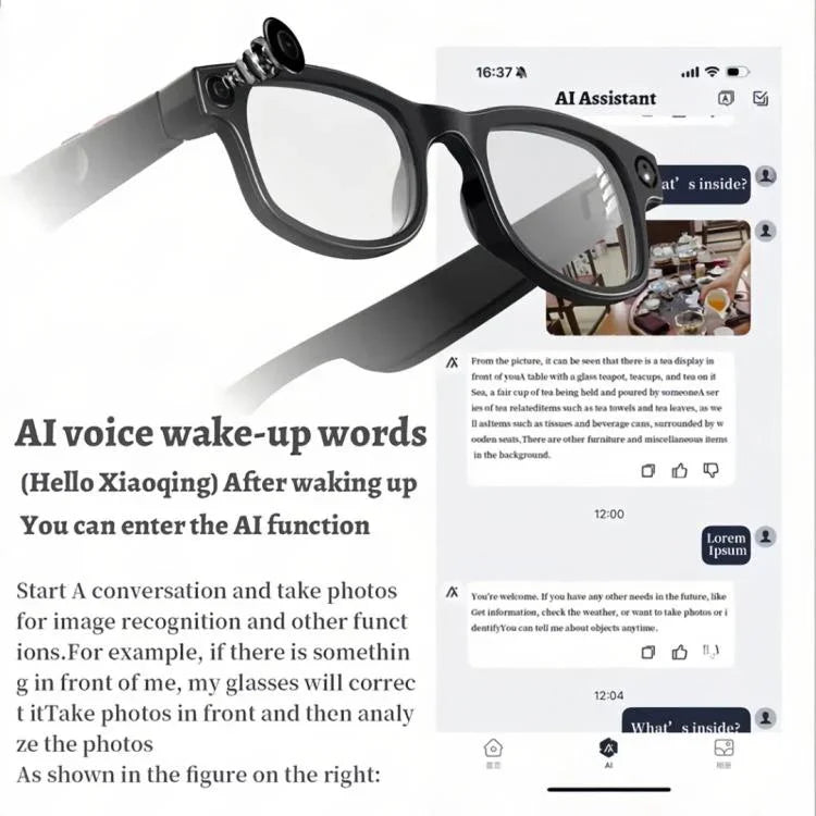 AIMB-G1 Smart Glasses with 5MP Camera & Real-Time AI Translation 1080P Stabilized Video, 3 Lens Kit, AIMB-G1