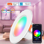 Compatible With Tuya WIFI & Bluetooth Recessed Ceiling Light RGB+CW+WW Dimmable LED Downlight, 5W 2.5inch, 7W 3.5inch