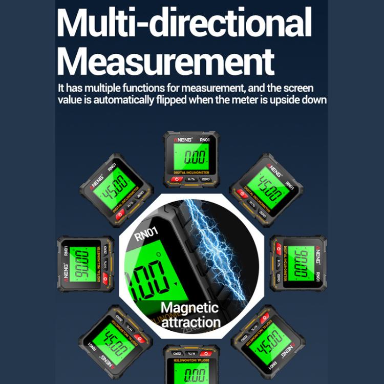 ANENG RN01 Digital Inclinometer Precision Angle Finder With 4-Sided Magnet & Auto-Rotate Screen, RN01