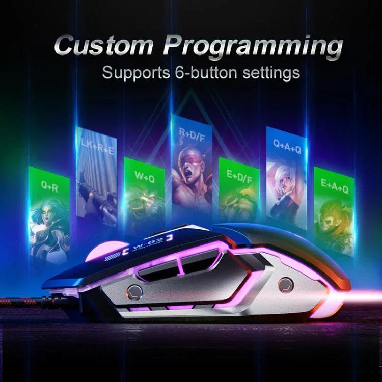 Inphic W-02 USB Wired Mouse Gaming Macro-Programmable Illuminated Computer Mice