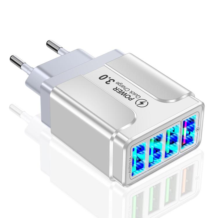 5.1A QC3.0 Fast Charging 4USB Port Cell Phone Charger, EU Plug, US Plug, UK Plug
