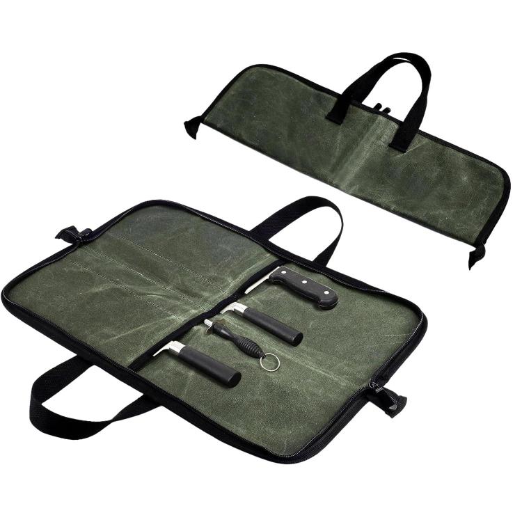 Camping Knife Organizer Convenient Handheld Kitchenware Bag, 4 Slots (Army Green)