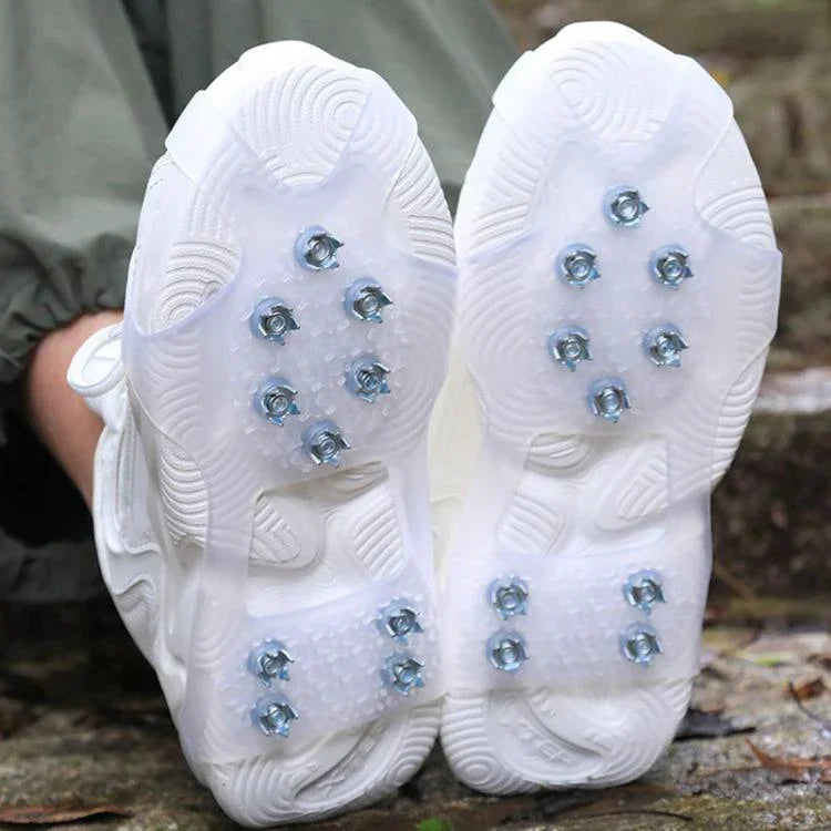 AOTU AT616 1pair Outdoor Anti-Fall 10 Teeth Spikes Ice Claws Mountaineering Ice Snow Slip Resistant Shoe Covers, S For 24-33 Shoe Size, M For 34-40 Shoe Size, L For 41-44 Shoe Size, XL For 45-49 Shoe Size