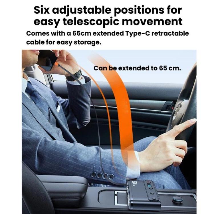 228W Car Cigarette Lighter Retractable Cable 3 In 1 Fast-Charging Car Charger With Independent Switches, C35L