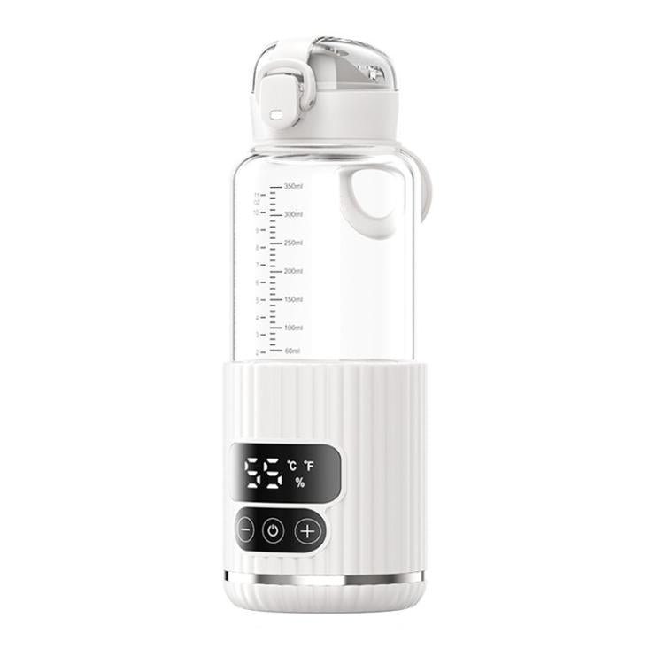 Portable Baby Bottle Warmer 15000mAh Wireless Smart Heating Cup with Adjustable Temp & Constant 48H Warm, IPX6 Waterproof, Glass White, Glass Green