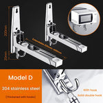 Adjustable Wall-Mounted Microwave Shelf 304 Stainless Steel Kitchen Organizer with Dual Hooks