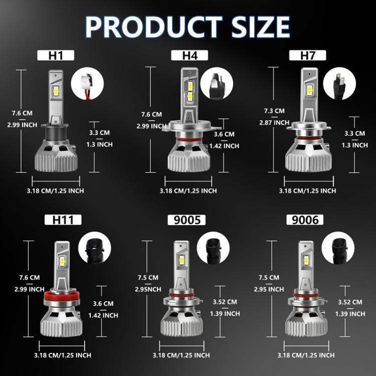 2pcs/Pack 30W 3000LM IP68 Waterproof Automotive LED Headlights, A5 H7, A5 H4, A5 H11, A5 H1, A5 9005, A5 9006
