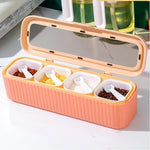 Household 4-Grid Seasoning Box Kitchen Spice Storage Container