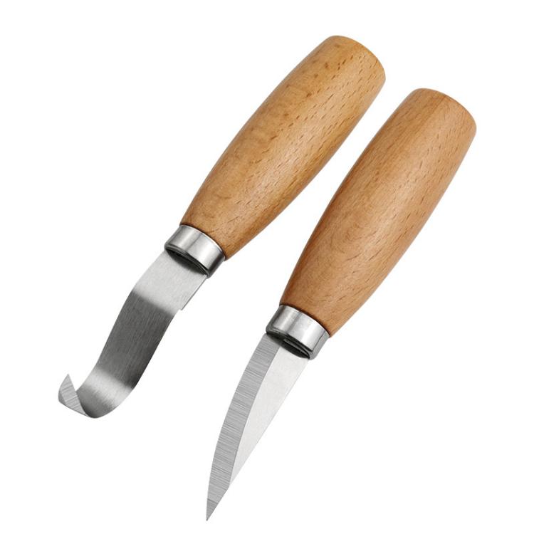 Sharpening Scraping Wooden Spoon Knife Beech Handle Woodworking Carving Knife, 2pcs /Set Scraping Wooden Spoon