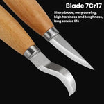 Sharpening Scraping Wooden Spoon Knife Beech Handle Woodworking Carving Knife, 2pcs /Set Scraping Wooden Spoon