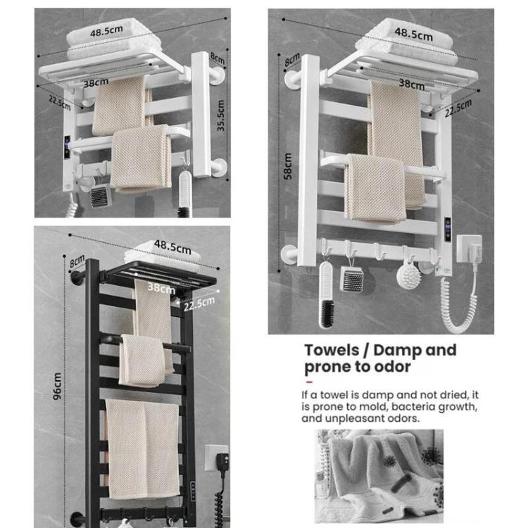 Smart Touchscreen Display Electric Heated Towel Rack Bathroom Drying Rack, Large Platinum Right Wiring, Large Platinum Left Wiring, Large White Right Wiring, Large White Left Wiring, Large Black Right Wiring, Large Black Left Wiring                    ...