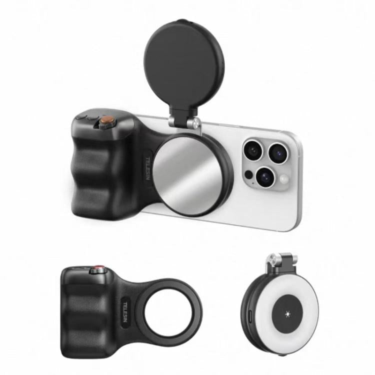 TELESIN Magnetic Phone Mounting Aid Photography Handle Remote Control Assistant, White Camera Grip+Silver Fill Light, White Camera Grip+Tripod+Silver Fill Light, White Camera Grip+White Fill Light, White Camera Grip+Tripod+White Fill Light             ...