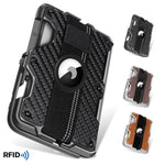 For AirTag 2nd Gen / AirTag 1st Gen Magnetic Metal Card Holder with Phone Stand, RFID Blocking, Elastic Wrist Strap