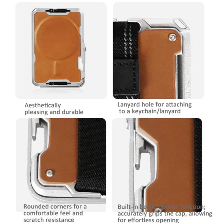 For AirTag 2nd Gen / AirTag 1st Gen Magnetic Metal Card Holder with Phone Stand, RFID Blocking, Elastic Wrist Strap
