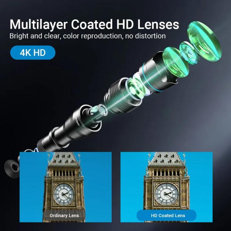APEXEL Universal All-Metal 20-40x Telephoto Zoom Lens for Smartphones HD Phone Telescope for Moon & Concert Photography, APL-20-40X