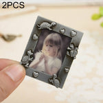 2 PCS Creative Metal Vintage Photo Frame, Fawn, Pumpkin, Fence, Butterfly Round, Paris, Heart Keychain, Square Keychain, Oval, Lace Square, Love Round, Butterfly Square, Lace Heart, Golden Square, Gray Square