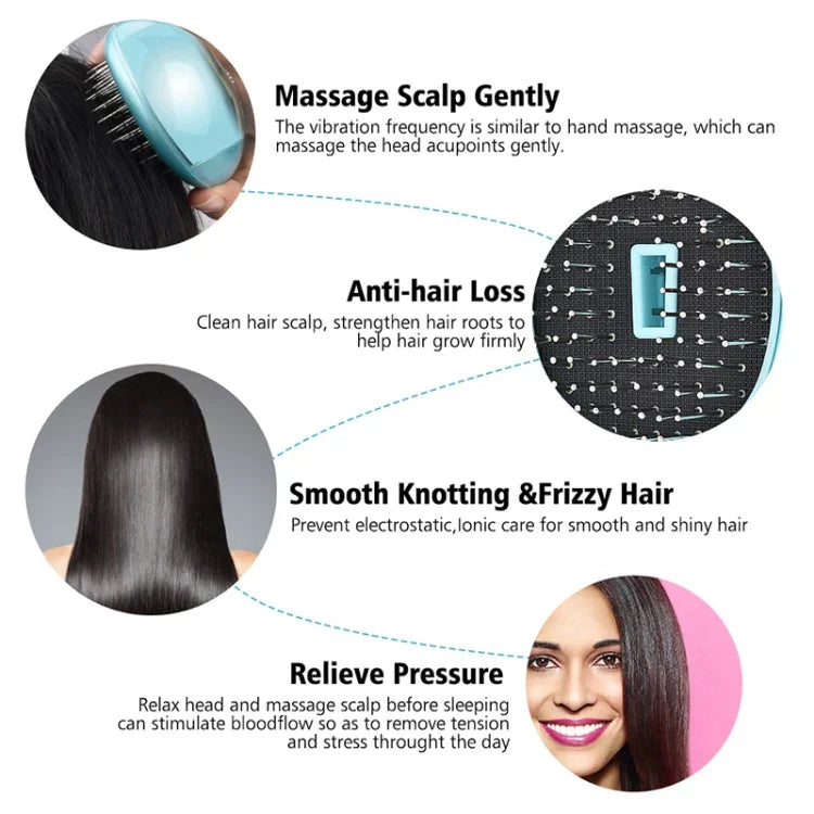 Portable Electric Hair Ionic Brush Hair Straightener Brush Negative Ion Comb Anti-static Massage Mini Straight Hair comb, Pink, Green