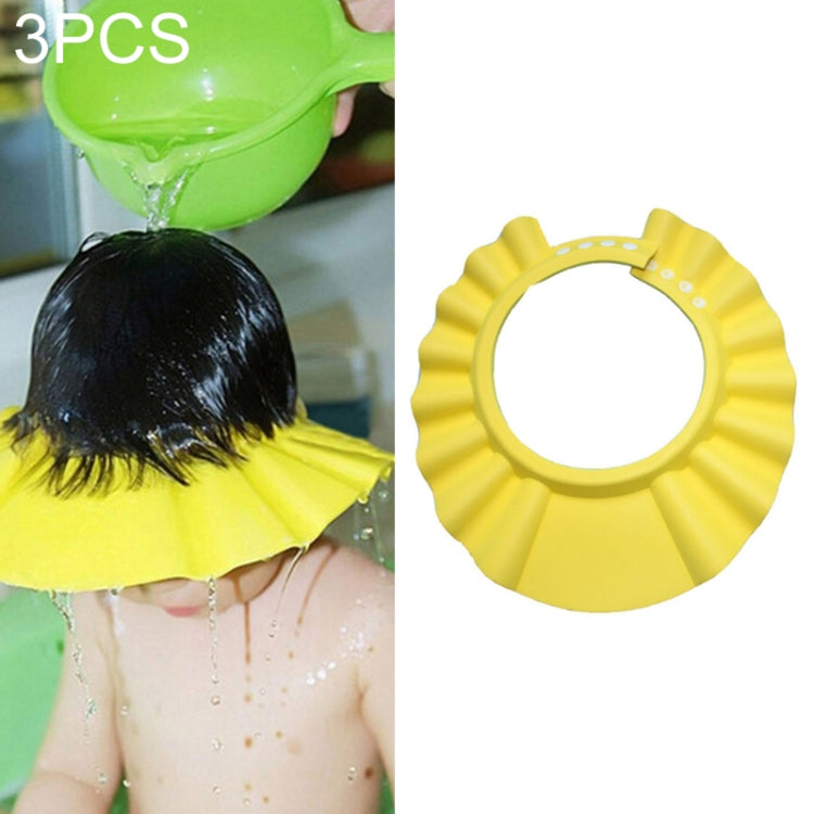 3 PCS Safe Baby Shower Cap Kids Bath Visor Hat Adjustable Baby Shower Cap Protect Eyes Hair Wash Shield for Children Waterproof Cap, Yellow+Round, Blue+Round, Pink+wave, Pink+earflaps, Yellow+earflaps, Blue+earflaps, Yellow+wave, Blue+wave, Pink+Round