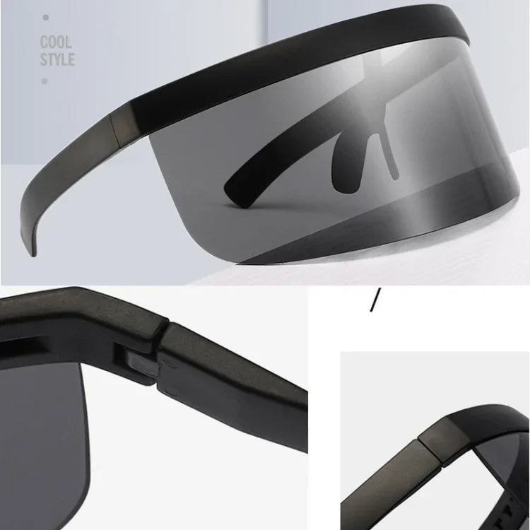Anti-peeping Sun Mirror Integrated Anti-foam Sunscreen Mask, Black Frame Transparent