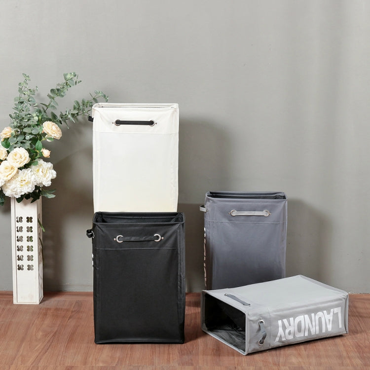 Drawstring Style Laundry Hamper PU Bottom Oxford Cloth Dirty Clothes Storage Bag Small Foldable Laundry Basket