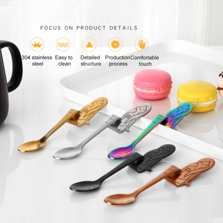 Creative Coffee Spoon Mermaid Shape Handle Spoons Flatware Drinking Tools, Black, Gold, Symphony, Rose Gold, True Color
