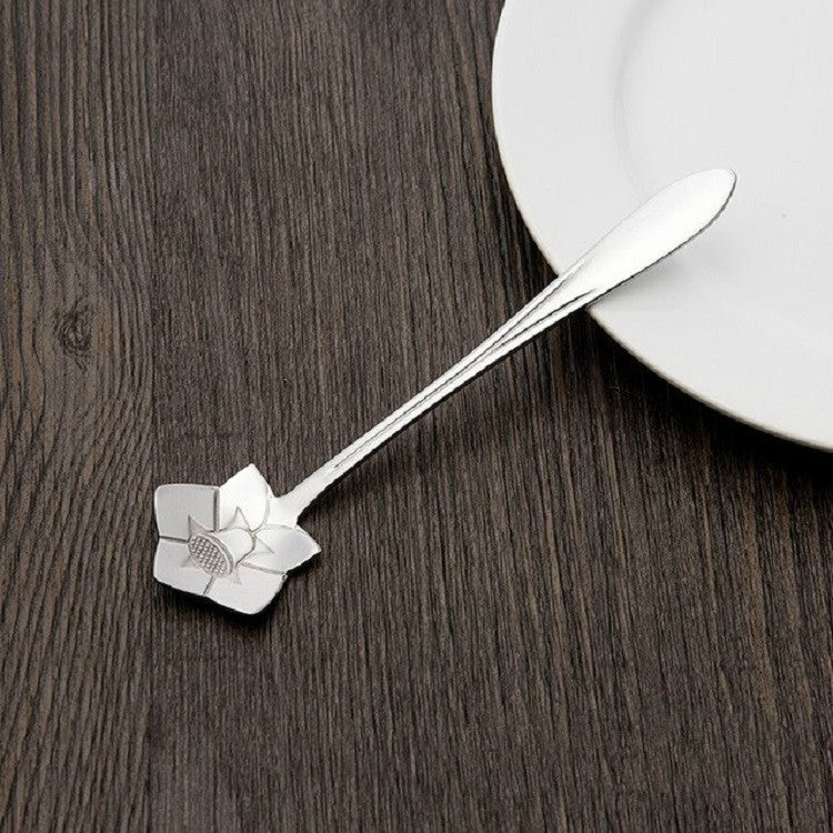 3 PCS Stainless Steel Household Creative Flower Spoon Coffee Stirring Spoon, Sun Flower Spoon, Sunflower Spoon, Pansy Flower Spoon, Bellflower Spoon, Plum Flower Spoon, Cosmos Flower Spoon