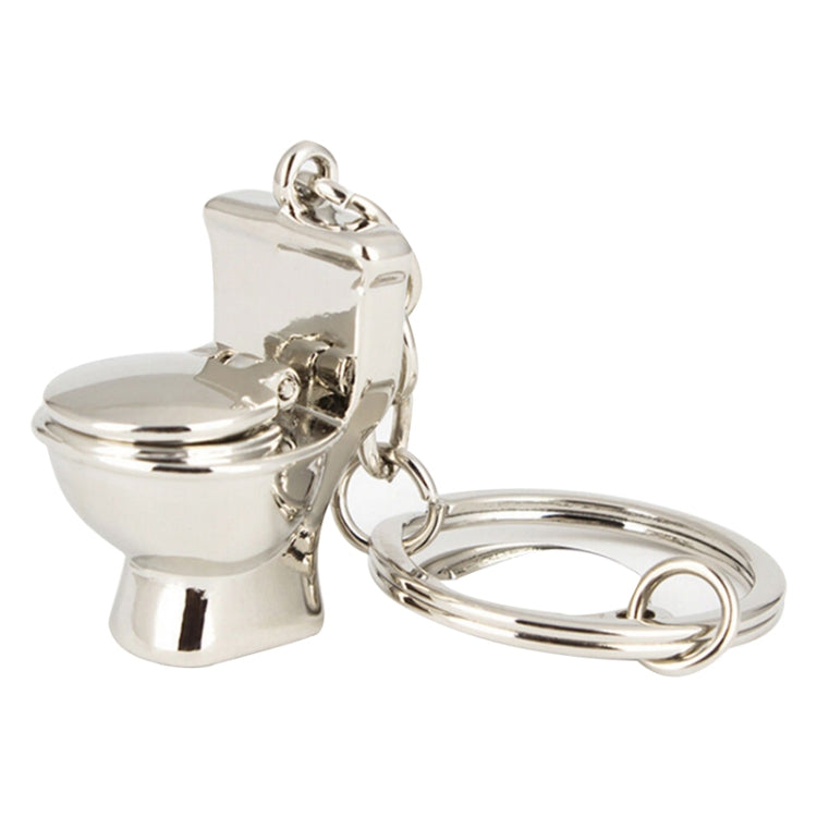 Classic 3D Keychain Mini Toilet Key Ring Chain Bathroom Cute Creative Gift trinket Car Styling Decoration, Mini Silver Toilet Shape