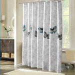Butterfly Waterproof Polyester Shower Washable Bathroom Curtains, 80x180cm, 120x180cm