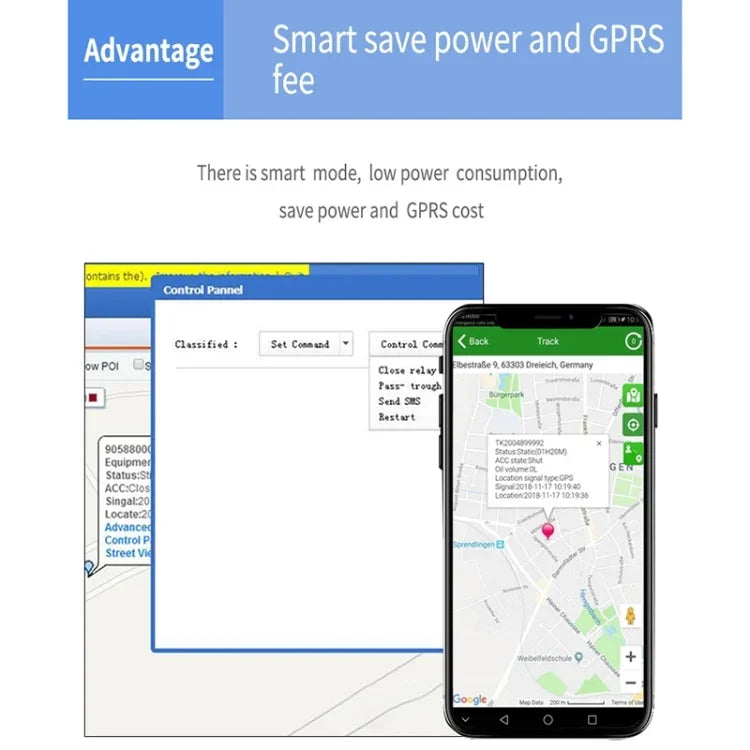 TK202A 2G Car Truck Vehicle Tracking GSM GPRS GPS Tracker Support AGPS, Battery Capacity: 6500MA, 2G 6500mAh