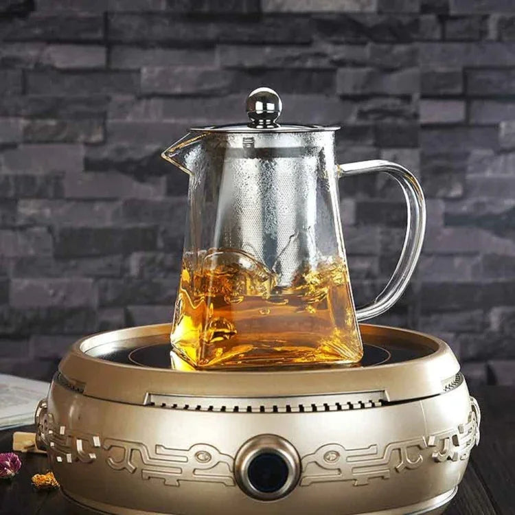 Stainless Steel Clear Heat Resistant Glass Filter Tea Pot, Capacity: 950ml, Capacity: 950ml
