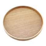 Creative Round Solid Wood Tea Tray Hotel Wooden Tay Storage Tray, Diameter: 30cm, Wood Color, Diameter: 30cm