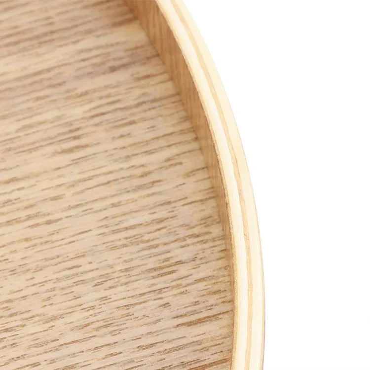 Creative Round Solid Wood Tea Tray Hotel Wooden Tay Storage Tray, Diameter: 30cm, Wood Color, Diameter: 30cm