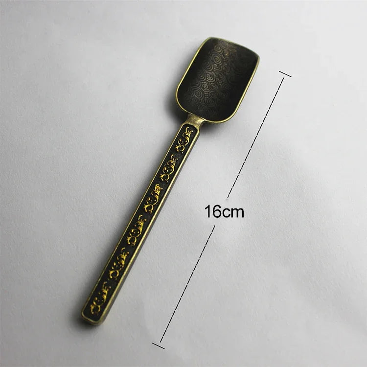 Copper-zinc Flower Pattern Tea Spoon Kungfu Teaism Accessories
