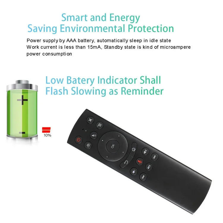 G20S 2.4G Air Mouse Remote Control with Fidelity Voice Input & IR Learning & 6-axis Gyroscope for PC & Android TV Box & Laptop & Projector, G20S