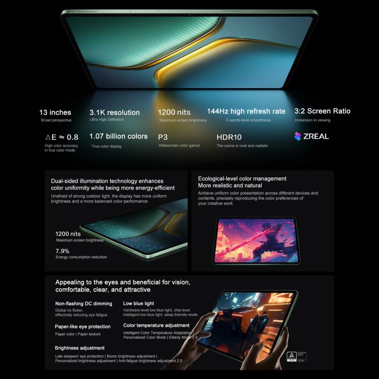 iQOO Pad5 Pro 13 inch Tablet PC, 8GB+256GB, OriginOS 5 MediaTek Dimensity 9400+ Octa Core, 8GB+256GB